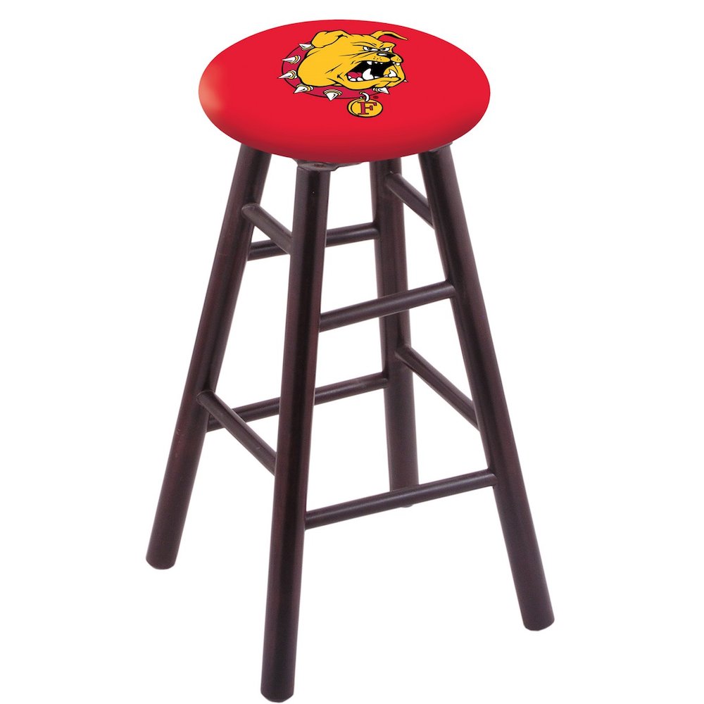Maple Counter Stool in Dark Cherry Finish with Ferris State Seat. Picture 1