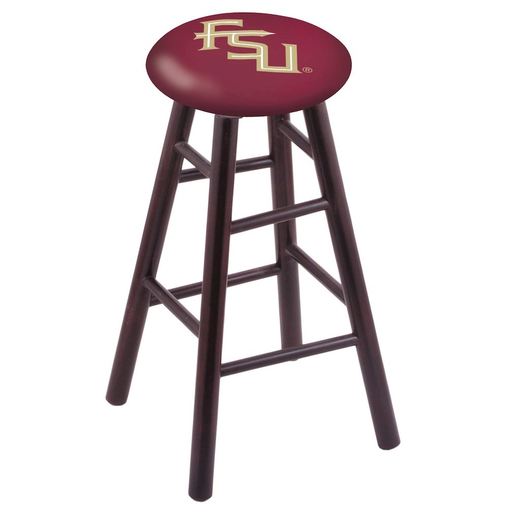 Maple Counter Stool in Dark Cherry Finish with Florida State (Script) Seat. Picture 1
