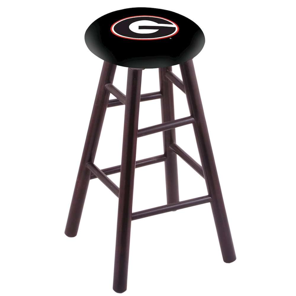 Maple Counter Stool in Dark Cherry Finish with Georgia "G" Seat. Picture 1