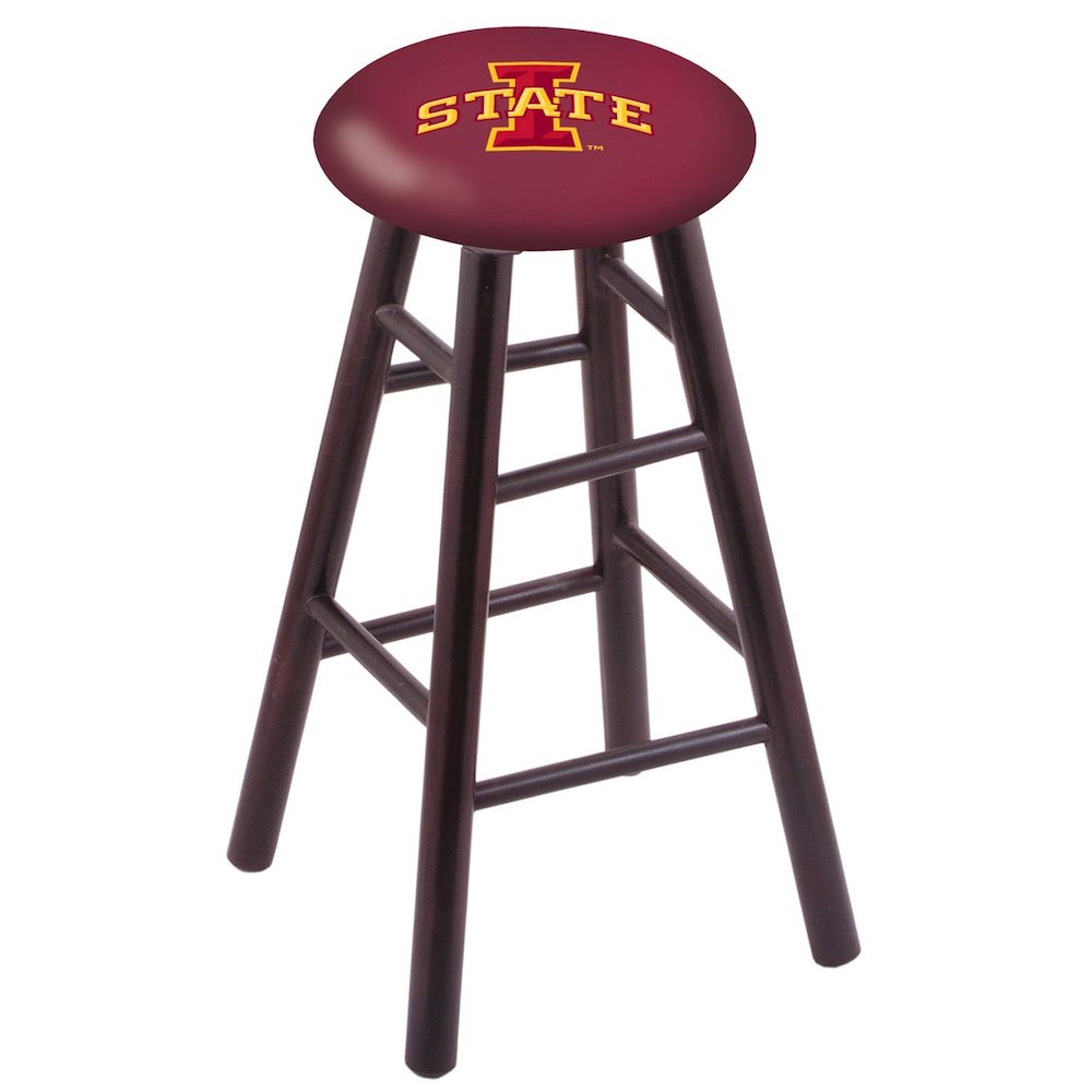 Maple Counter Stool in Dark Cherry Finish with Iowa State Seat. Picture 1