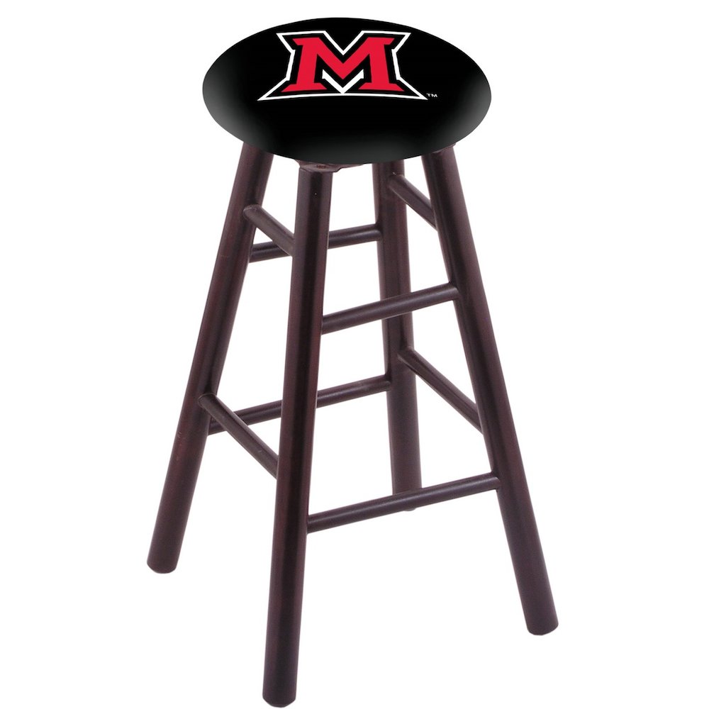 Maple Bar Stool in Dark Cherry Finish with Miami (OH) Seat. Picture 1