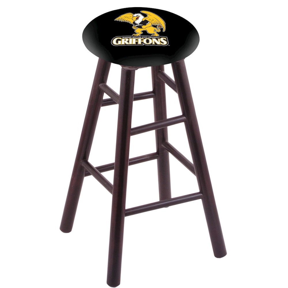 Maple Counter Stool in Dark Cherry Finish with Missouri Western State Seat. Picture 1