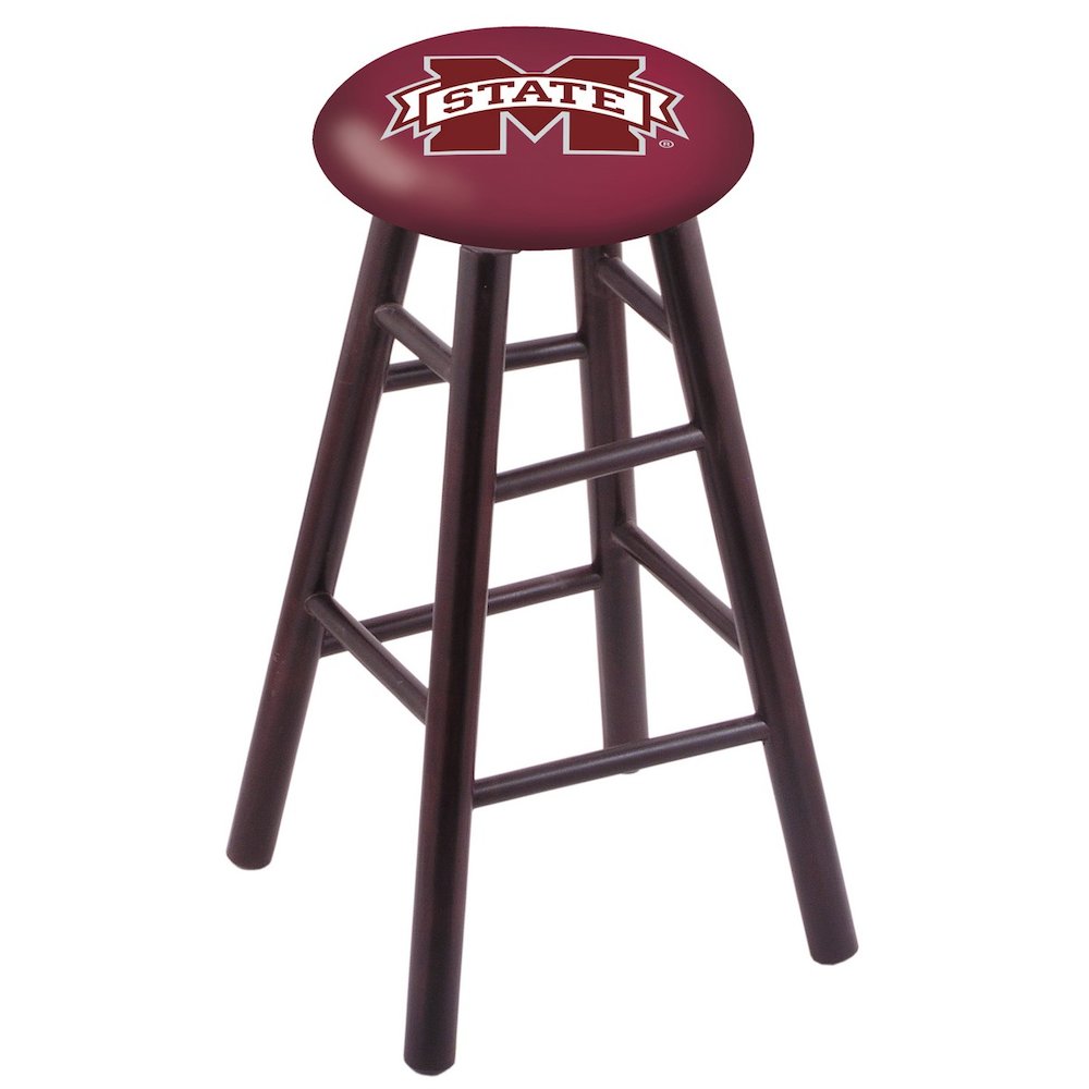 Maple Counter Stool in Dark Cherry Finish with Mississippi State Seat. Picture 1