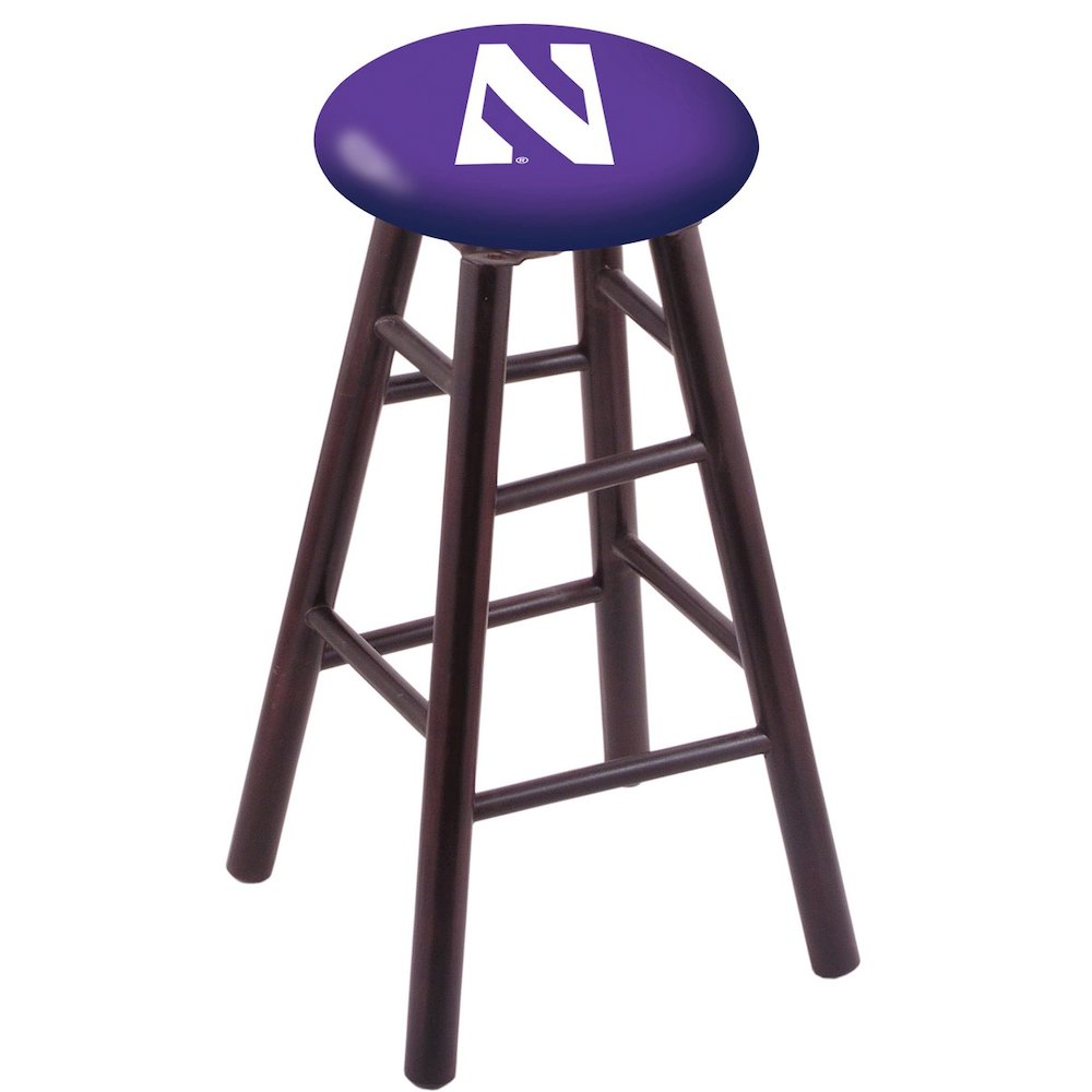 Maple Bar Stool in Dark Cherry Finish with Northwestern Seat. Picture 1