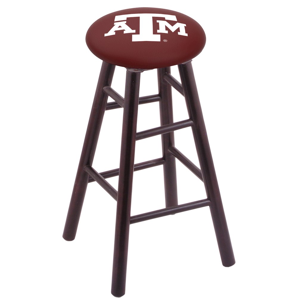 Maple Counter Stool in Dark Cherry Finish with Texas A&M Seat. Picture 1