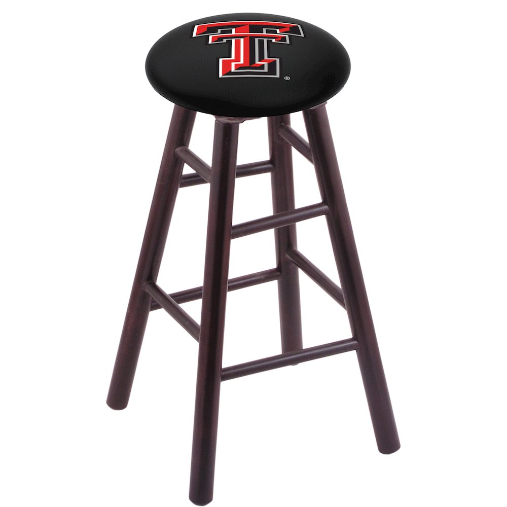 Maple Counter Stool in Dark Cherry Finish with Texas Tech Seat. Picture 1