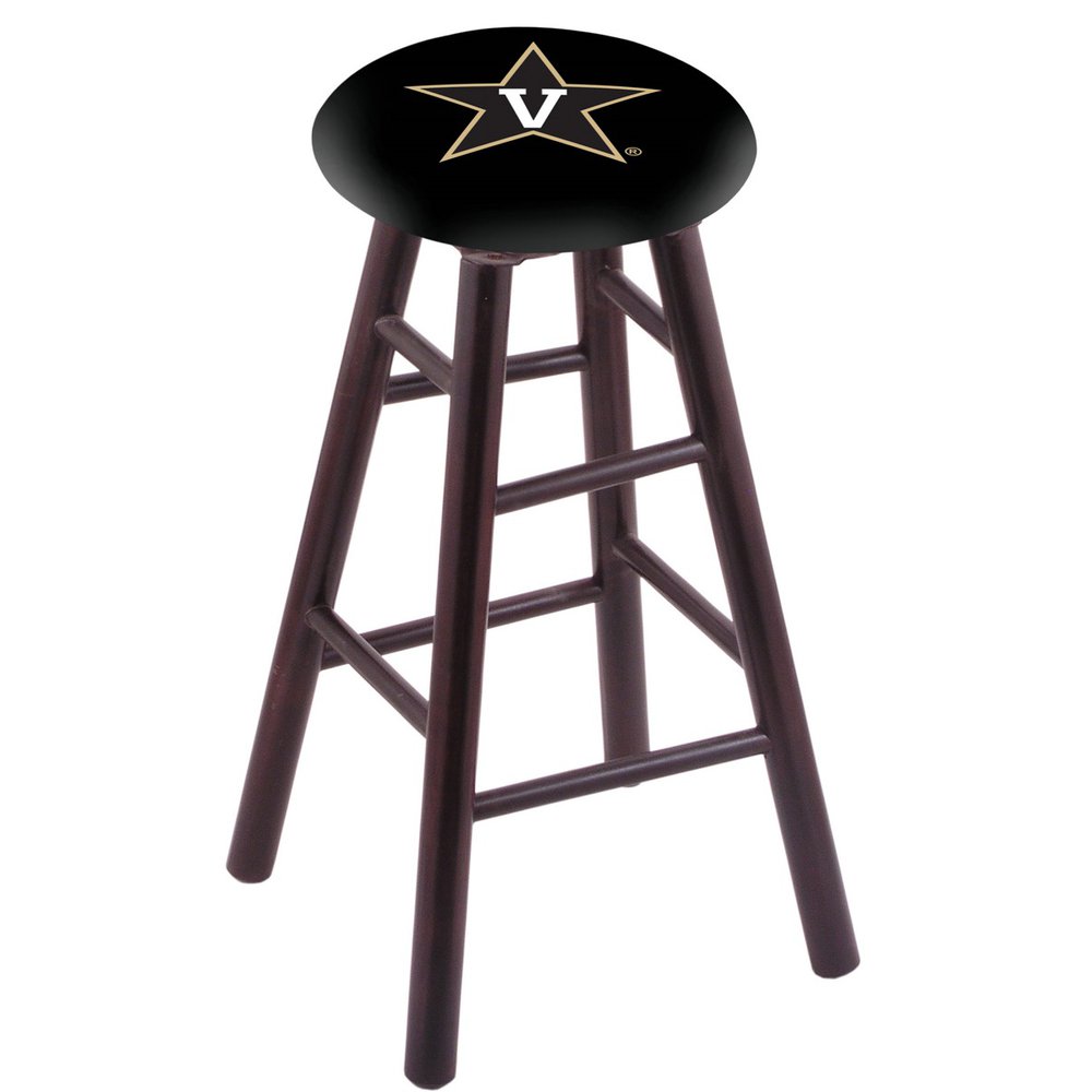 Maple Bar Stool in Dark Cherry Finish with Vanderbilt Seat. Picture 1