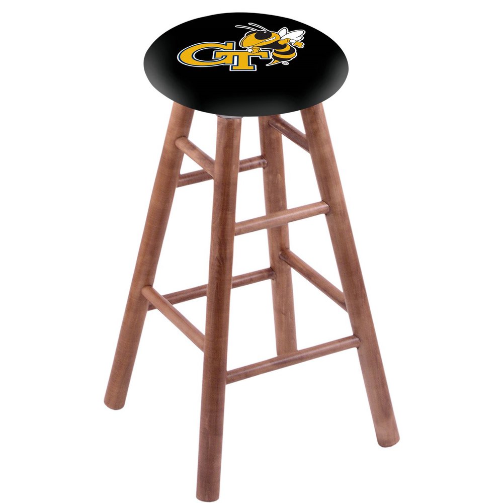 Maple Bar Stool in Medium Finish with Georgia Tech Seat. Picture 1