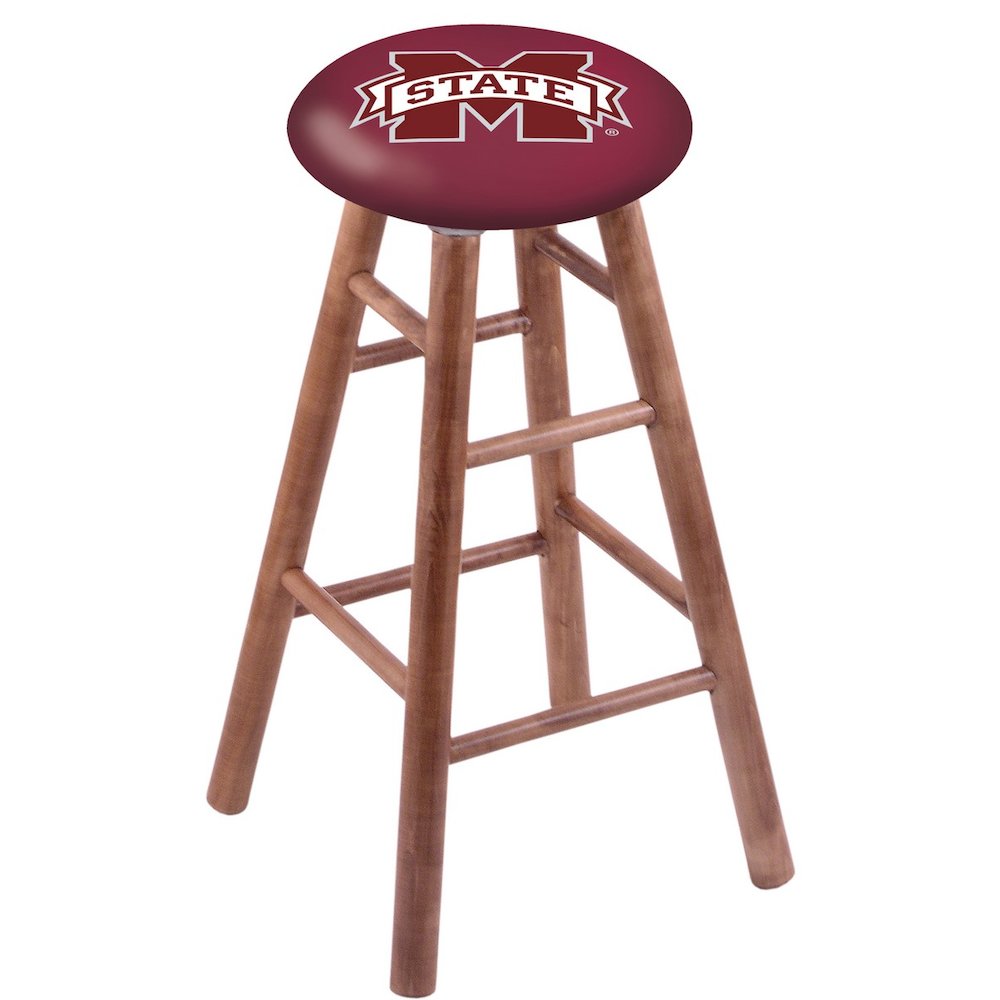 Maple Bar Stool in Medium Finish with Mississippi State Seat. Picture 1