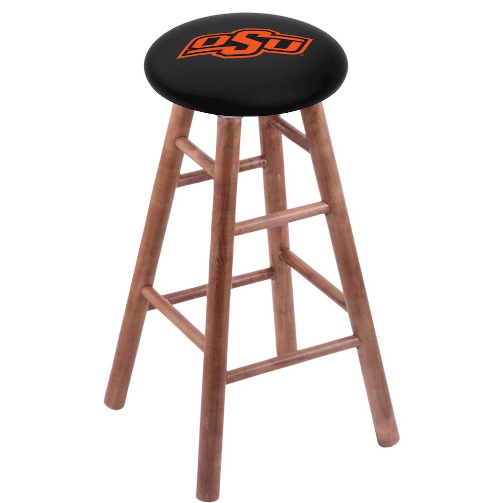 Maple Counter Stool in Medium Finish with Oklahoma State Seat. Picture 1