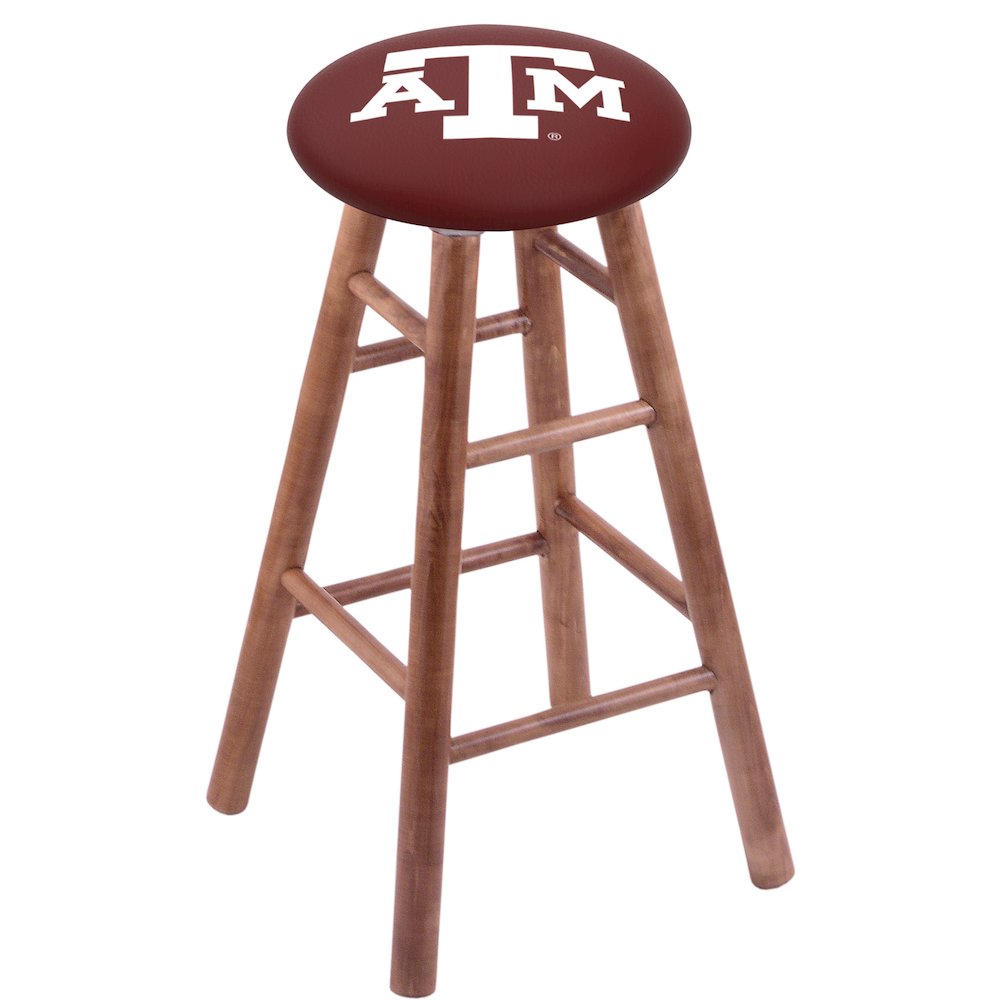 Maple Counter Stool in Medium Finish with Texas A&M Seat. Picture 1