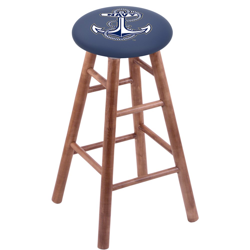 Maple Counter Stool in Medium Finish with US Naval Academy (NAVY) Seat. Picture 1