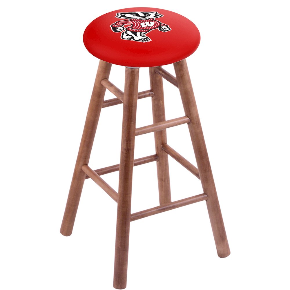 Maple Counter Stool in Medium Finish with Wisconsin "Badger" Seat. Picture 1