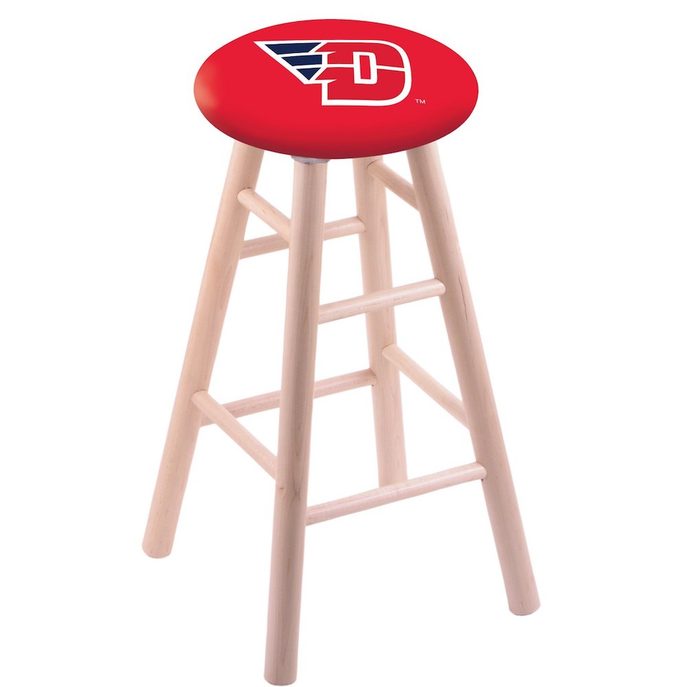 Maple Bar Stool in Natural Finish with University of Dayton Seat. Picture 1