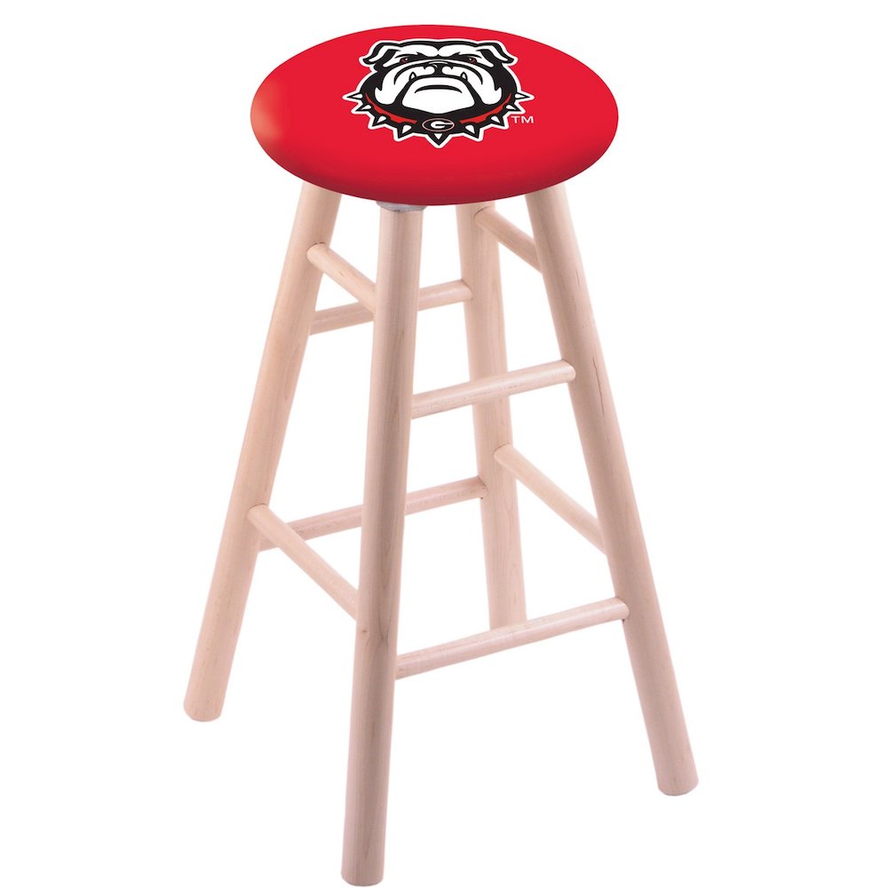 Maple Counter Stool in Natural Finish with Georgia "Bulldog" Seat. Picture 1