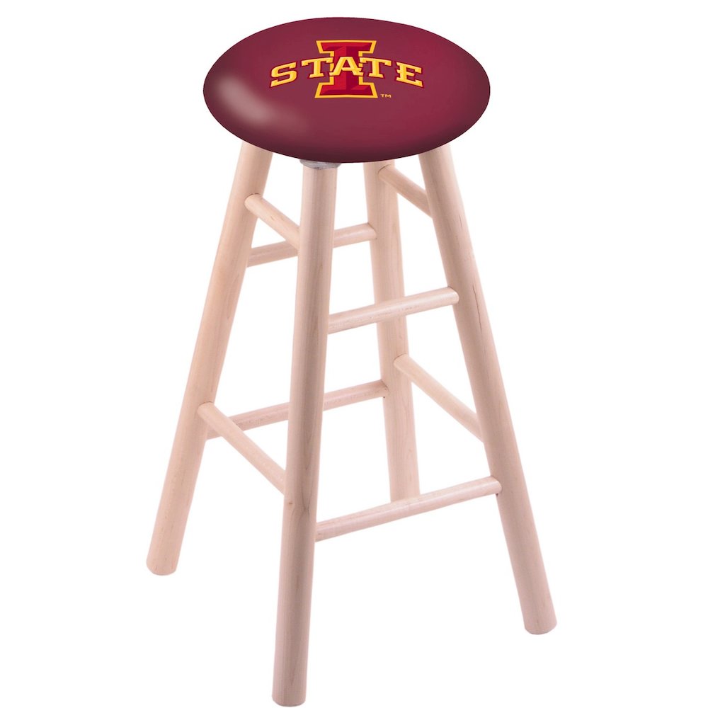 Maple Counter Stool in Natural Finish with Iowa State Seat. Picture 1