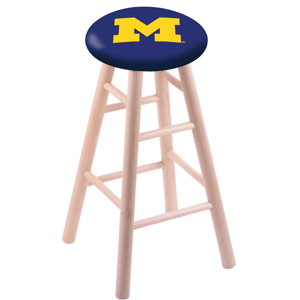 Maple Bar Stool in Natural Finish with Michigan Seat. Picture 1