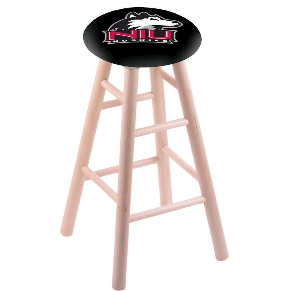 Maple Bar Stool in Natural Finish with Northern Illinois Seat. Picture 1