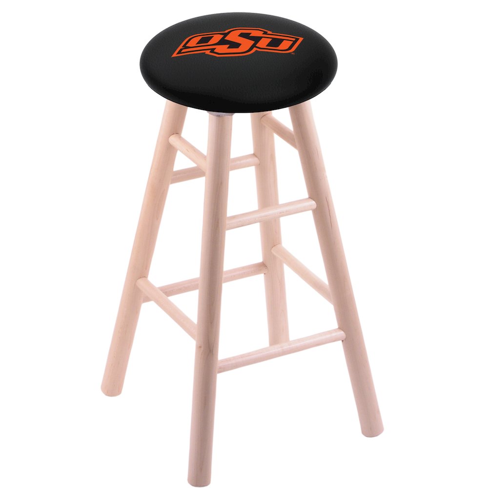 Maple Bar Stool in Natural Finish with Oklahoma State Seat. Picture 1