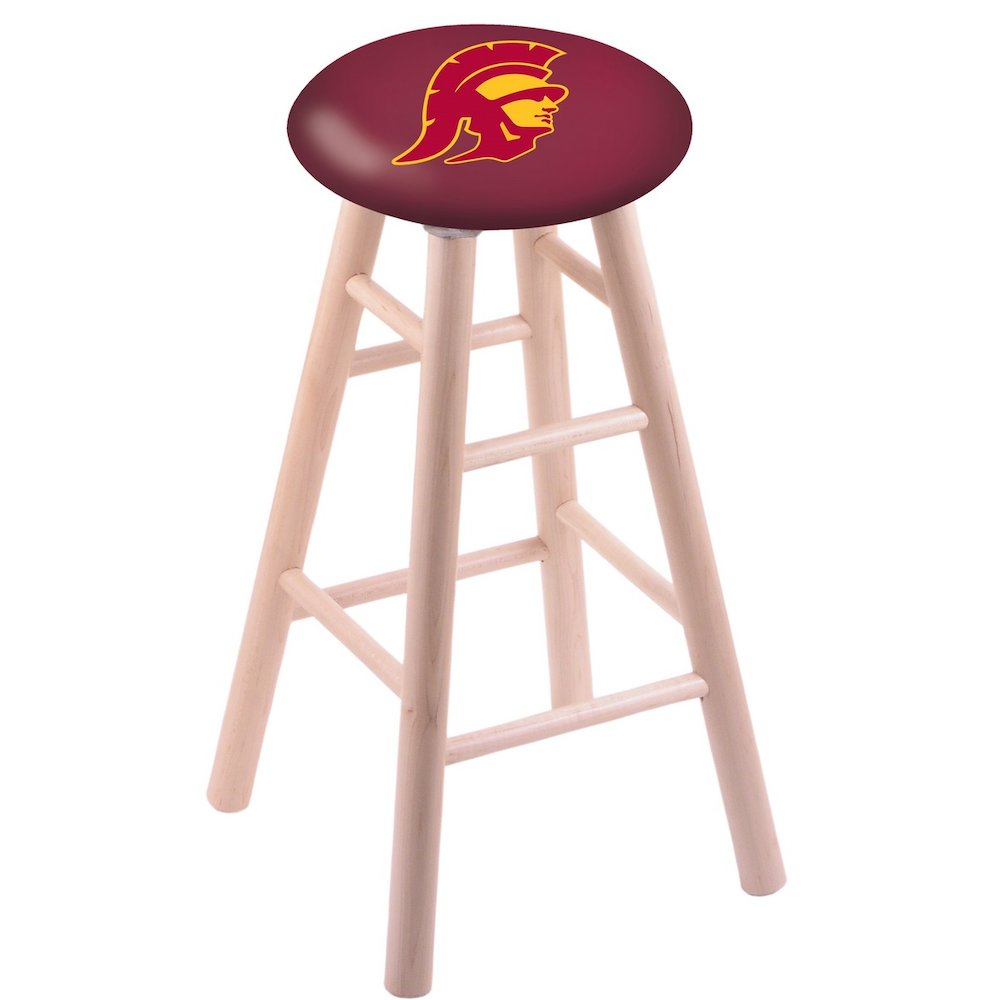 Maple Counter Stool in Natural Finish with USC Trojans Seat. Picture 1