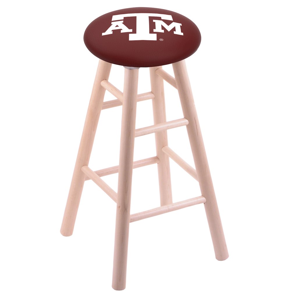 Maple Counter Stool in Natural Finish with Texas A&M Seat. Picture 1