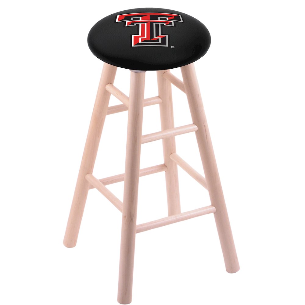 Maple Bar Stool in Natural Finish with Texas Tech Seat. Picture 1