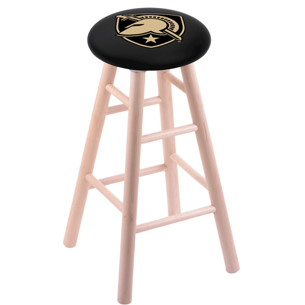 Maple Bar Stool in Natural Finish with US Military Academy (ARMY) Seat. Picture 1