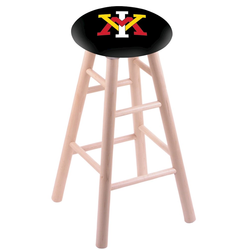 Maple Counter Stool in Natural Finish with Virginia Military Institute Seat. Picture 1