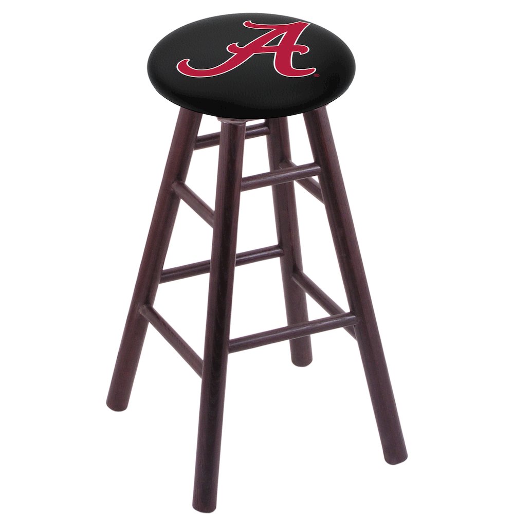 Oak Bar Stool in Dark Cherry Finish with Alabama Seat. Picture 1