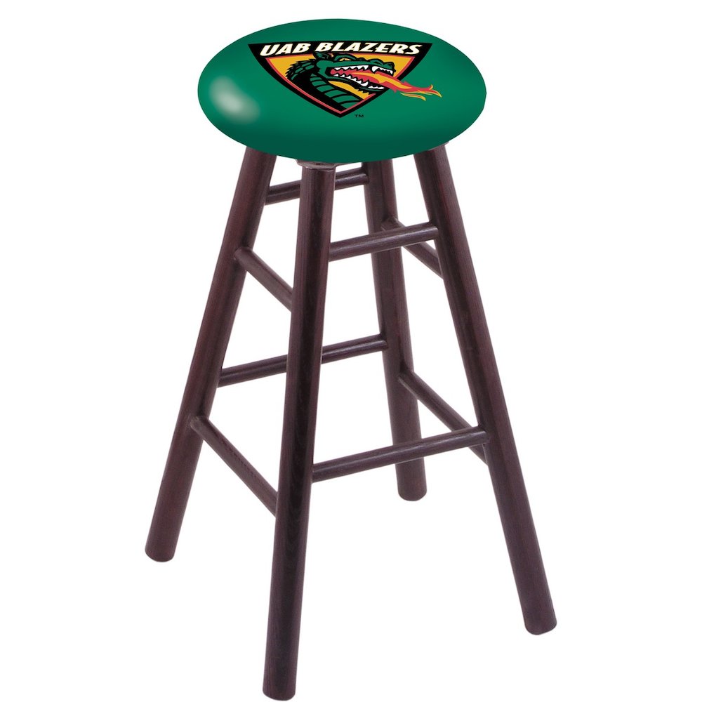 Oak Extra Tall Bar Stool in Dark Cherry Finish with UAB Seat. Picture 1