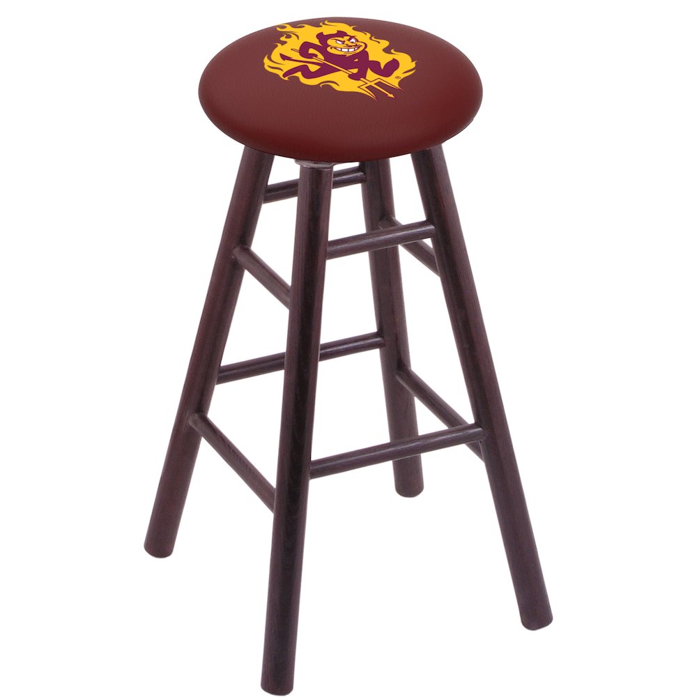 Oak Counter Stool in Dark Cherry Finish with Arizona State (Sparky) Seat. Picture 1