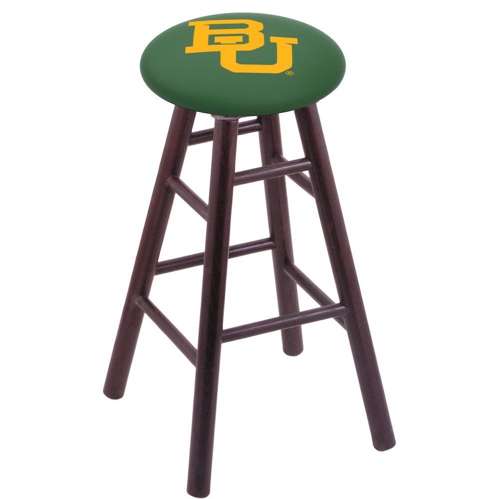 Oak Bar Stool in Dark Cherry Finish with Baylor Seat. Picture 1