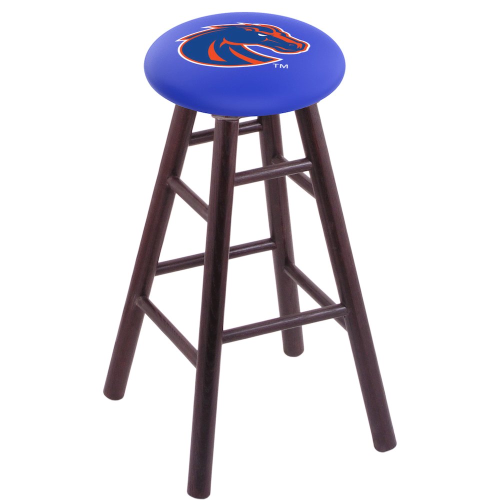 Oak Counter Stool in Dark Cherry Finish with Boise State Seat. Picture 1