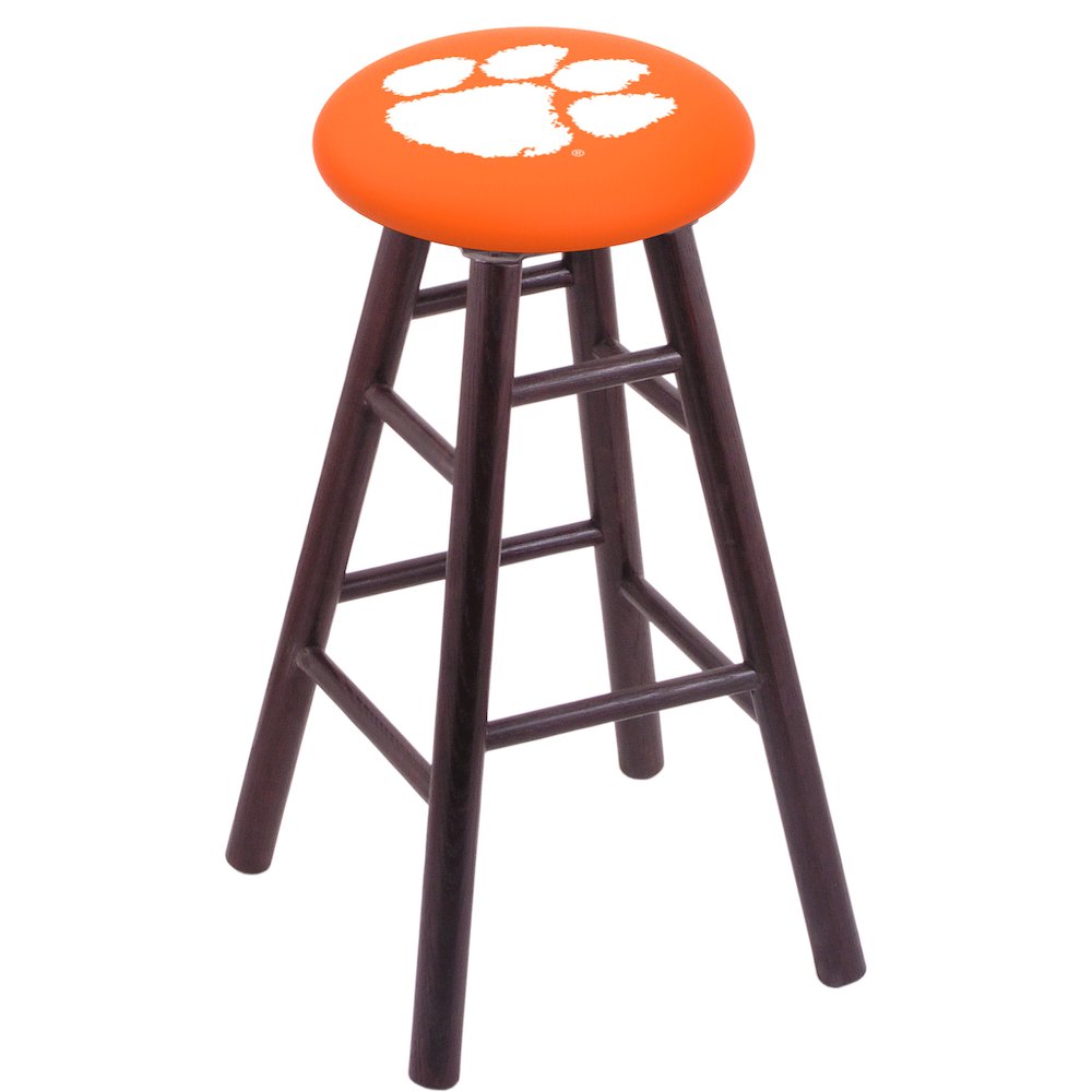 Oak Counter Stool in Dark Cherry Finish with Clemson Seat. Picture 1