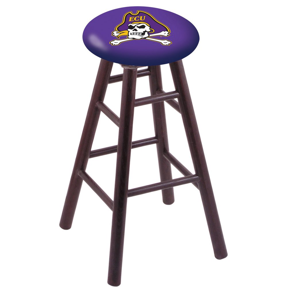 Oak Bar Stool in Dark Cherry Finish with East Carolina Seat. Picture 1