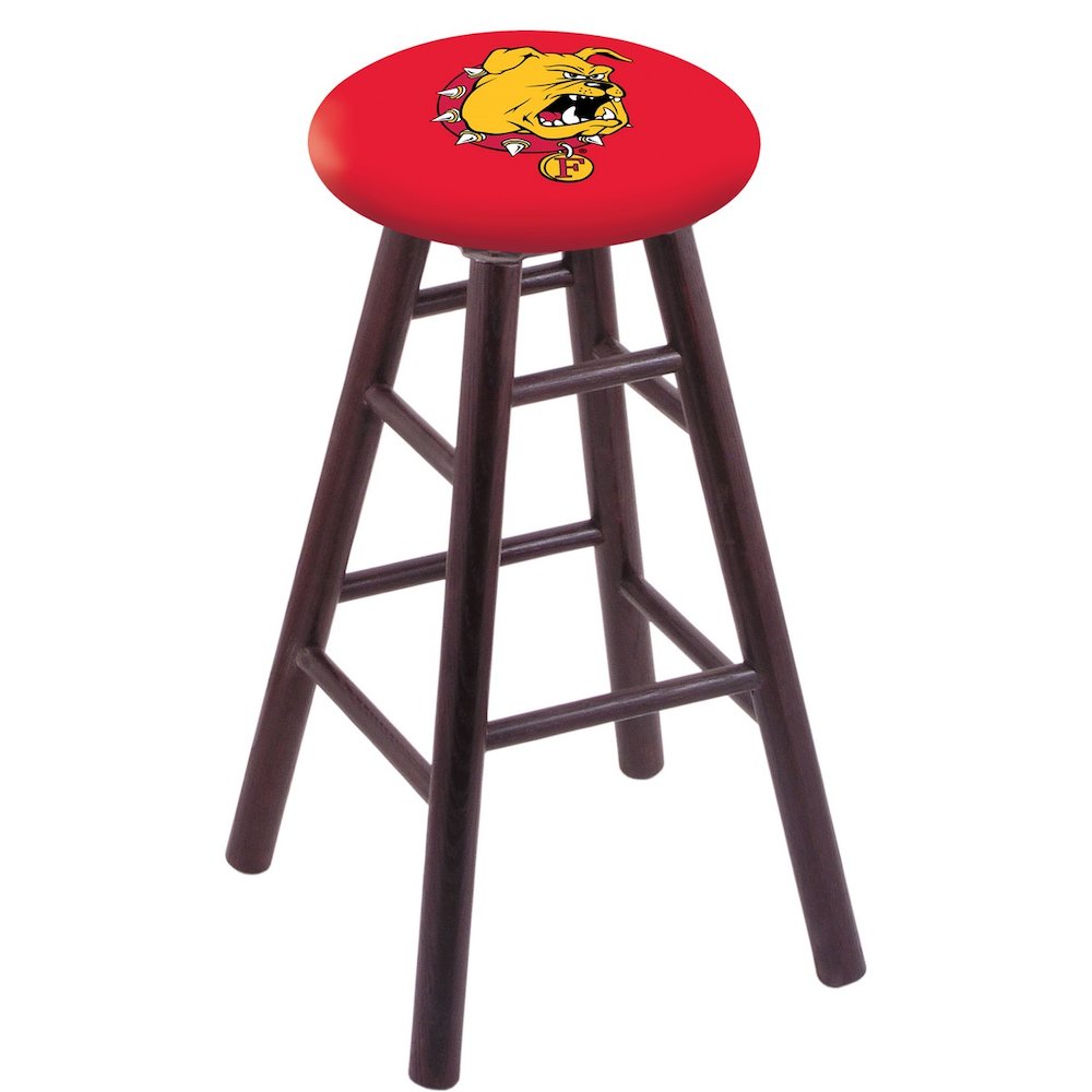 Oak Counter Stool in Dark Cherry Finish with Ferris State Seat. Picture 1
