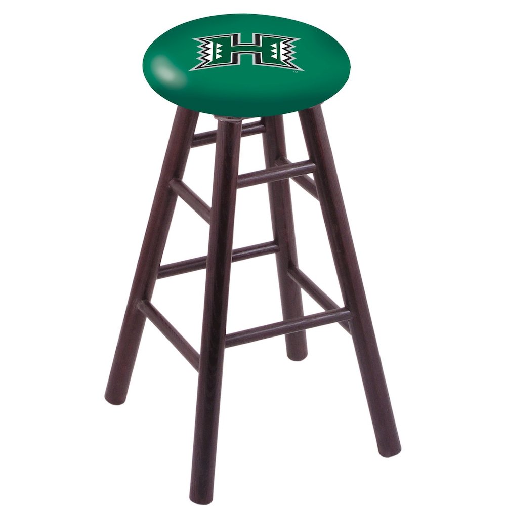 Oak Bar Stool in Dark Cherry Finish with Hawaii Seat. Picture 1