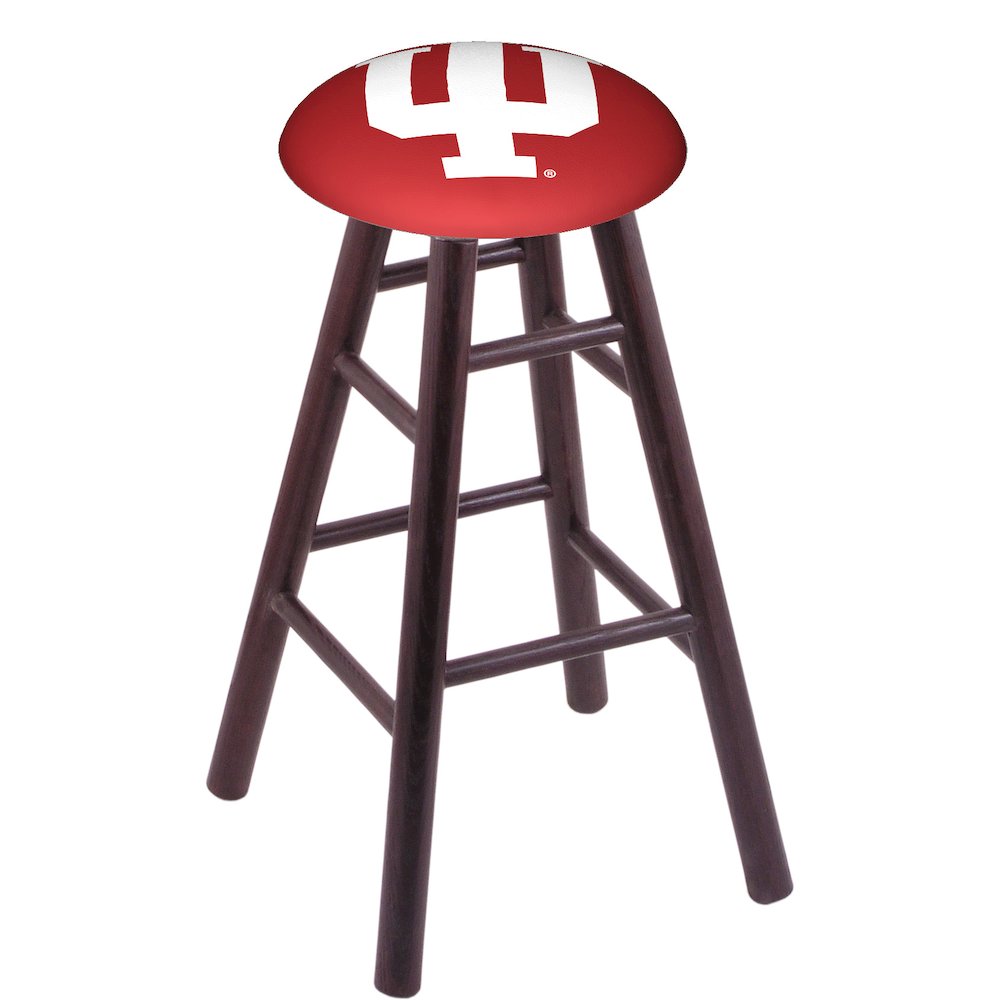 Oak Bar Stool in Dark Cherry Finish with Indiana Seat. Picture 1