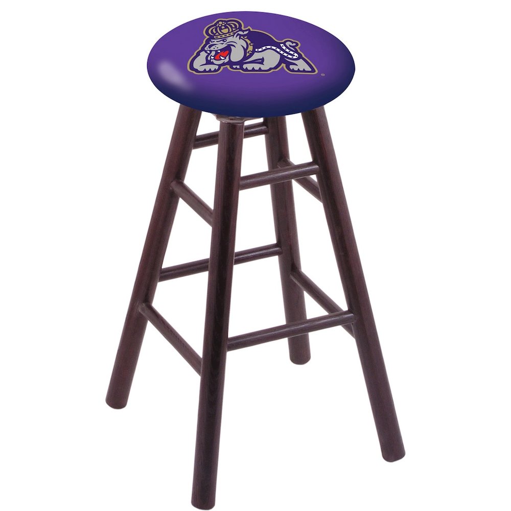 Oak Bar Stool in Dark Cherry Finish with James Madison Seat. Picture 1