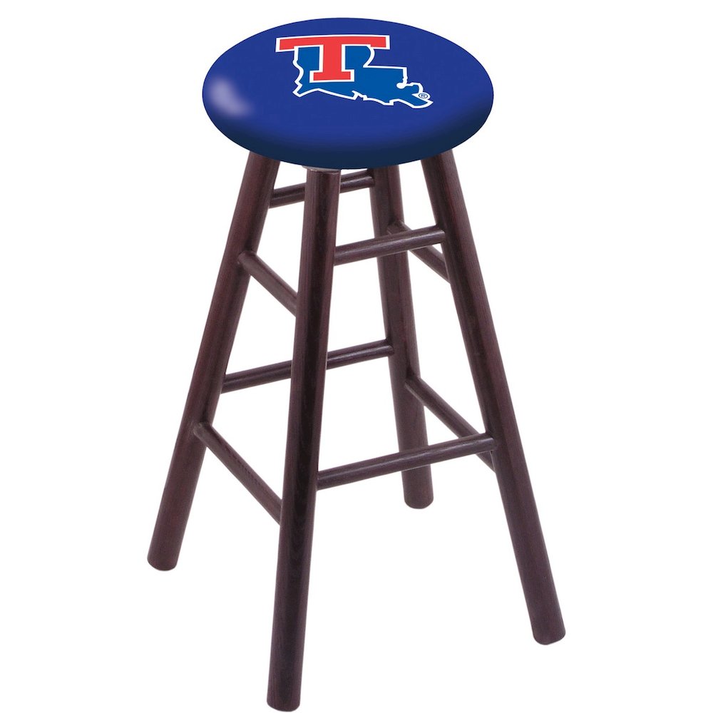 Oak Counter Stool in Dark Cherry Finish with Louisiana Tech Seat. Picture 1