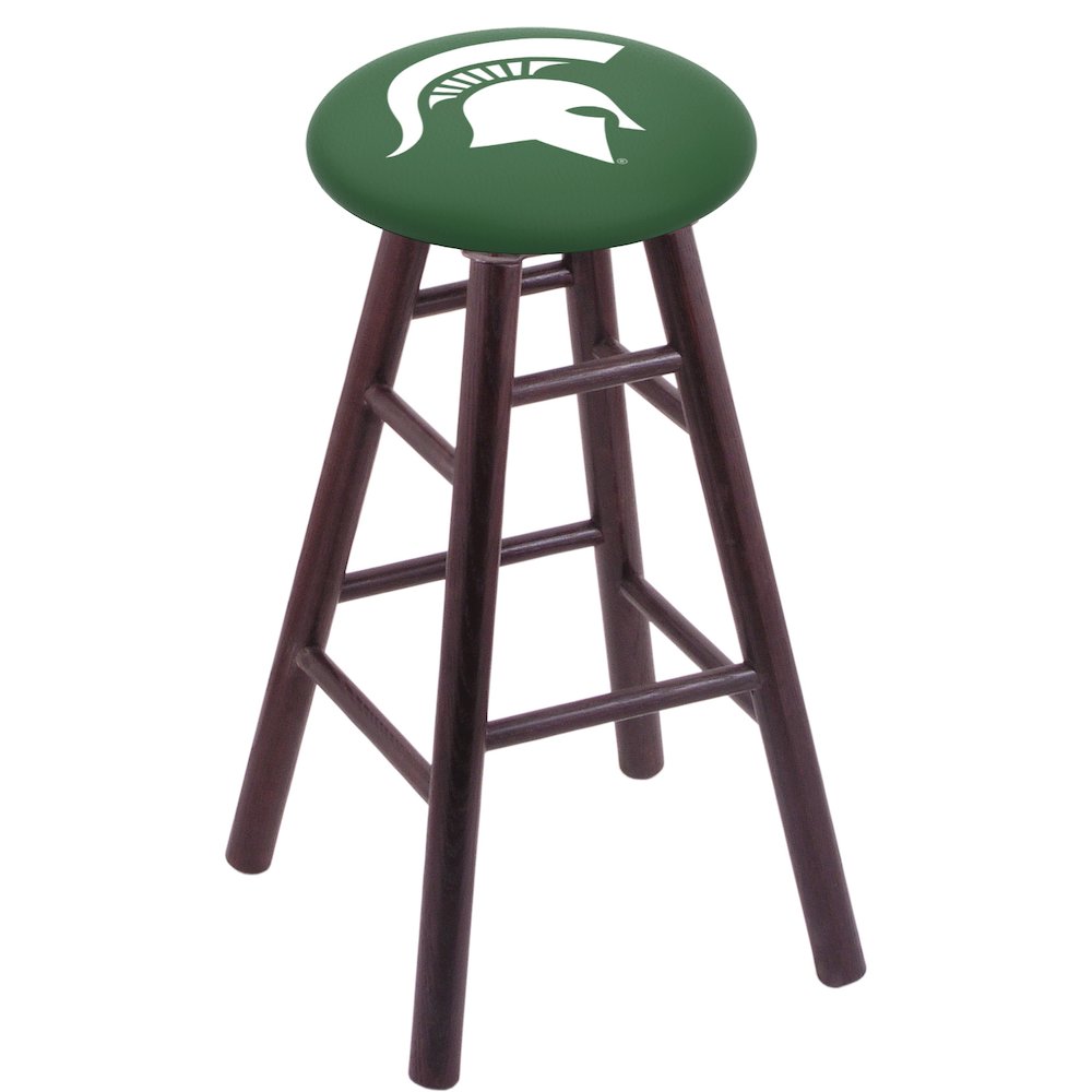 Oak Counter Stool in Dark Cherry Finish with Michigan State Seat. Picture 1