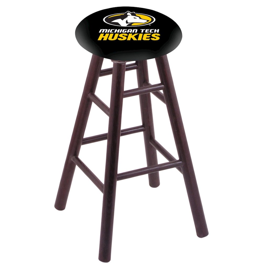 Oak Counter Stool in Dark Cherry Finish with Michigan Tech Seat. Picture 1