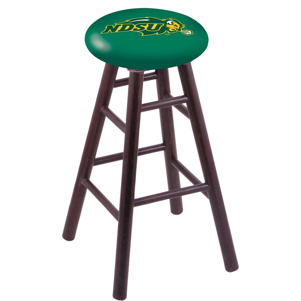 Oak Bar Stool in Dark Cherry Finish with North Dakota State Seat. Picture 1