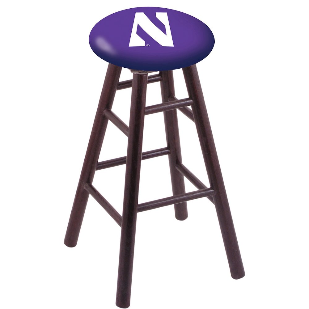 Oak Counter Stool in Dark Cherry Finish with Northwestern Seat. Picture 1