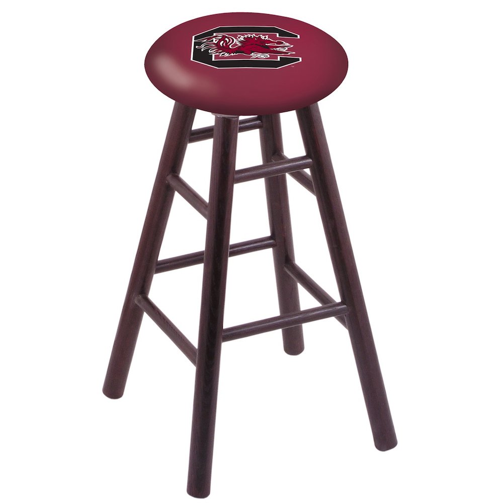 Oak Counter Stool in Dark Cherry Finish with South Carolina Seat. Picture 1