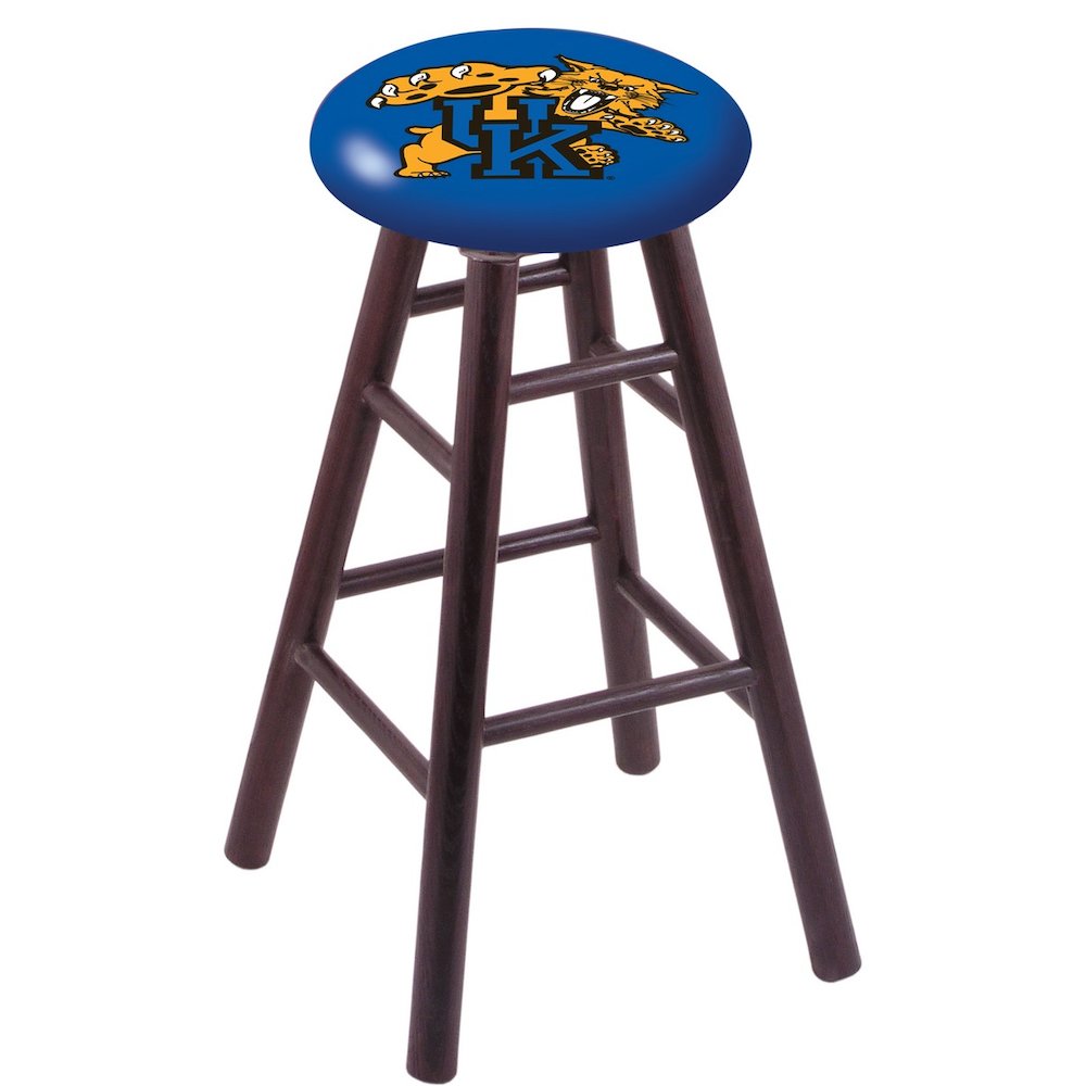 Oak Counter Stool in Dark Cherry Finish with Kentucky "Wildcat" Seat. Picture 1