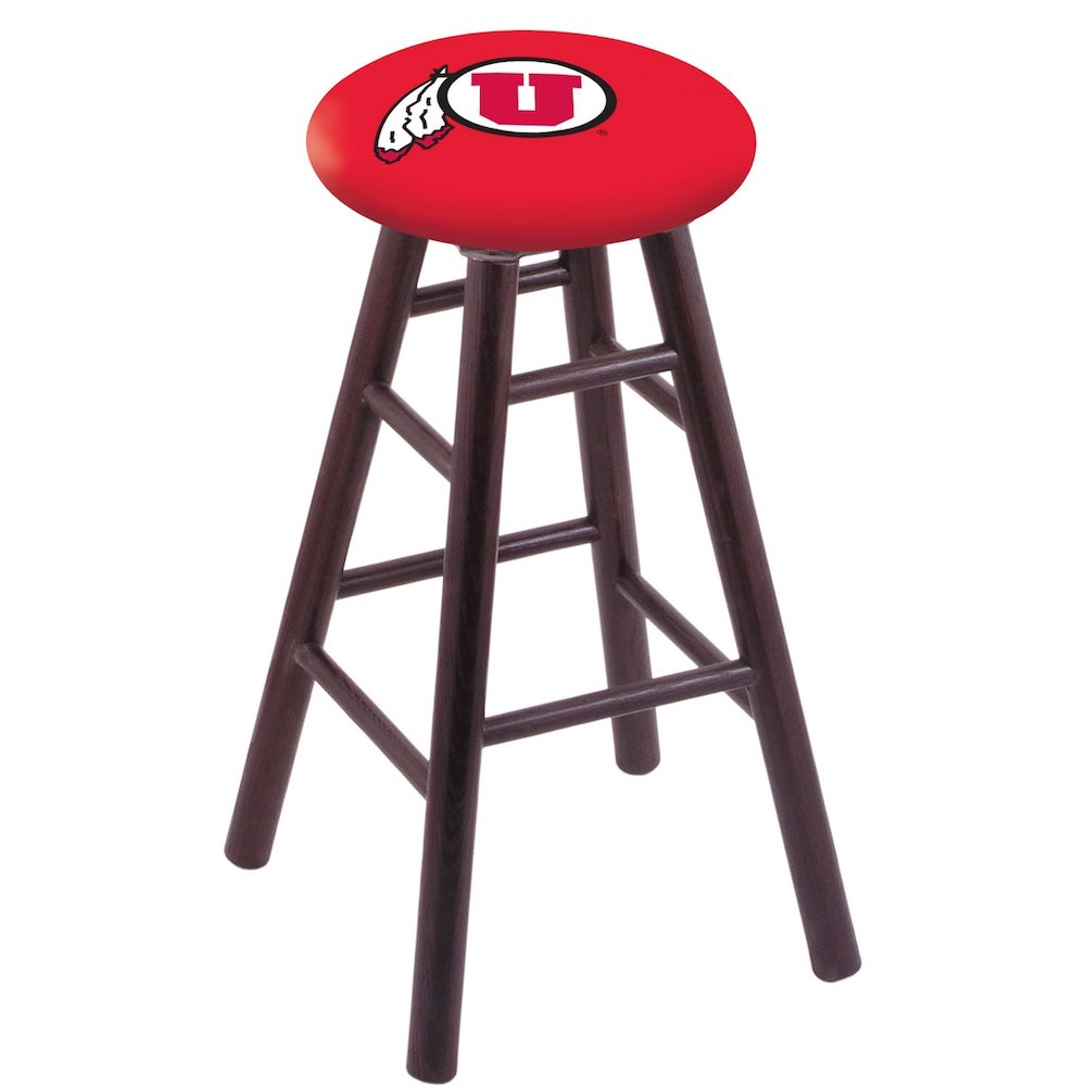 Oak Counter Stool in Dark Cherry Finish with Utah Seat. Picture 1