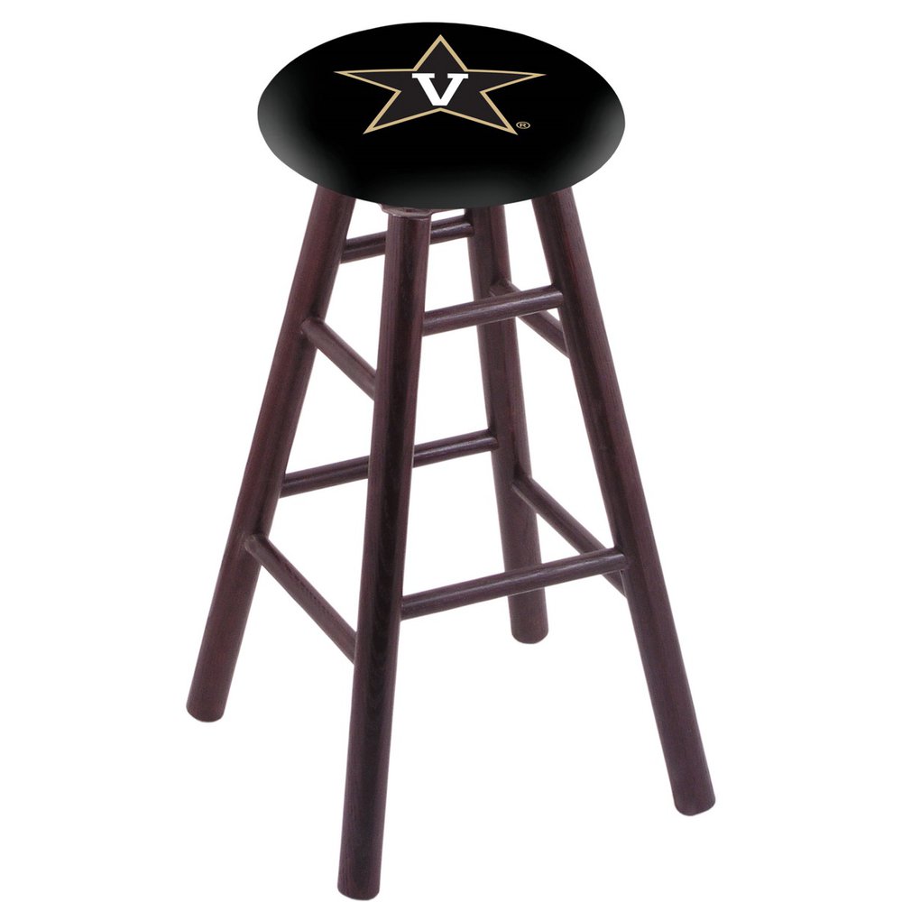 Oak Bar Stool in Dark Cherry Finish with Vanderbilt Seat. Picture 1