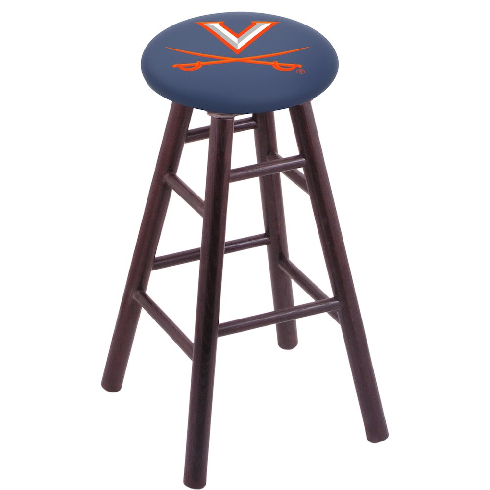 Oak Bar Stool in Dark Cherry Finish with Virginia Seat. Picture 1