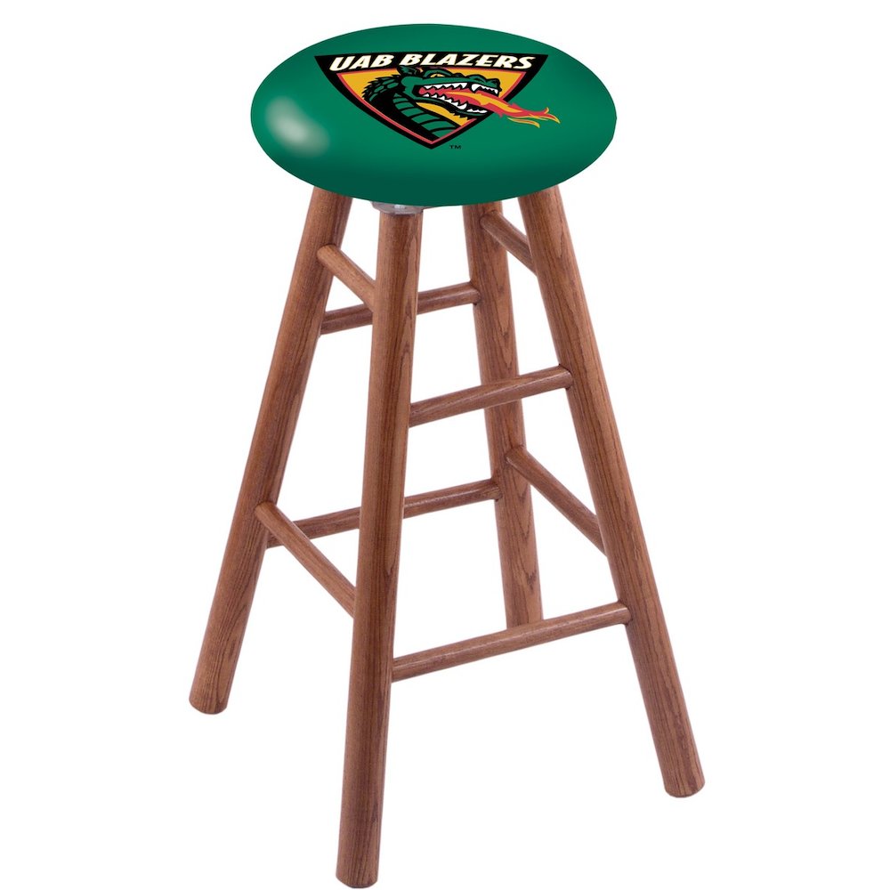 Oak Bar Stool in Medium Finish with UAB Seat. Picture 1